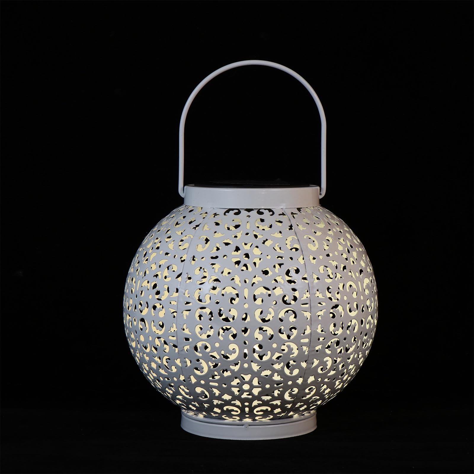 INOOMP Lanterna Solare a LED in Ferro Battuto Luce Sospesa, Lampada da Giardino Decorativa per Esterni, Illuminazione Solare da Giardino per Patio, Portico e Cortile