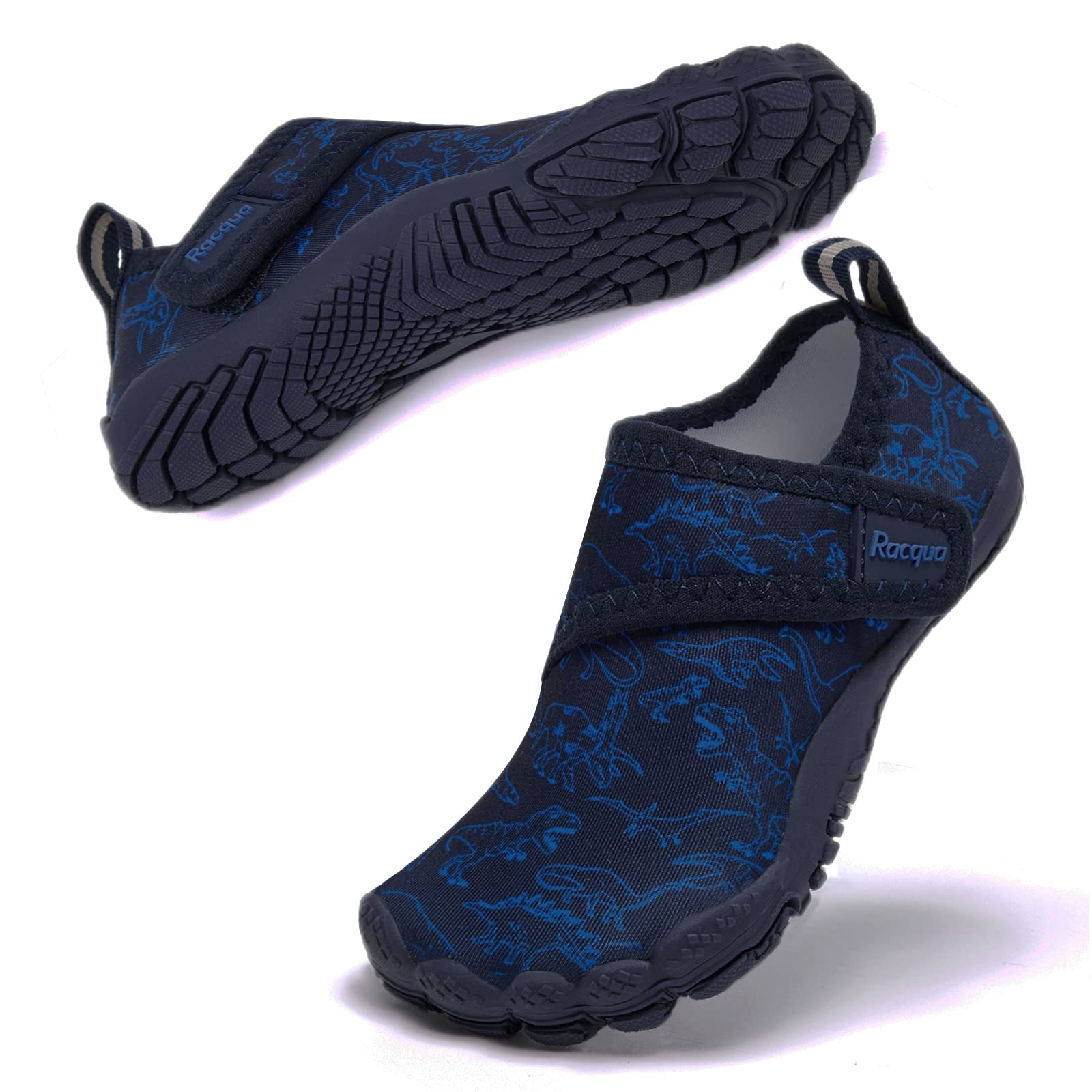 Racqua Toddler Boys Slip-On Quick Dry Kids Water Shoes Non-Slip Swim Beach Sport Shoes Outdoor Water Park Aqua Shoes Cute Little Kid Blue Dinosaur 11