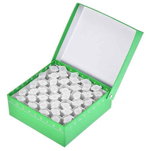 Miniatura 4 de uxcell Caja de almacenamiento para congelador de tubo de centrífuga, soporte de cartón impermeable de 81 pocillos, verde para tubos de centrífuga