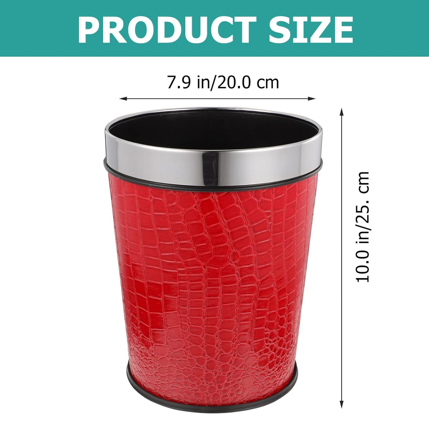 NUOBESTY Retro Trash Can 5L Small Waste Paper Basket Waste Container Bin Garbage Container for Bathroom, Bedroom, Office(Red)