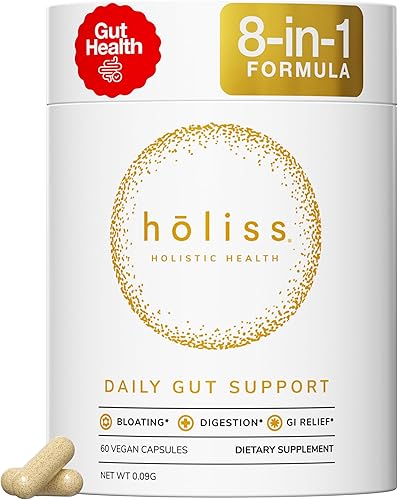 Cápsulas diarias para la salud intestinal  Suplemento natural 8 en 1, bálsamo de limón, hinchazón y alivio de gases, reparación de revestimiento