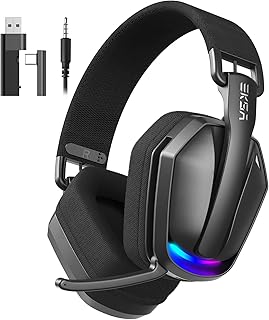 EKSA Wireless Gaming Headset for PS5/PS4, PC, Switch, Mac, Bluetooth 5.4 Gaming Headphones with Noise Cancelling Microphone, 169g Ultralight, RGB, Type-C, 35H Battery, Wired Computer Headphones
