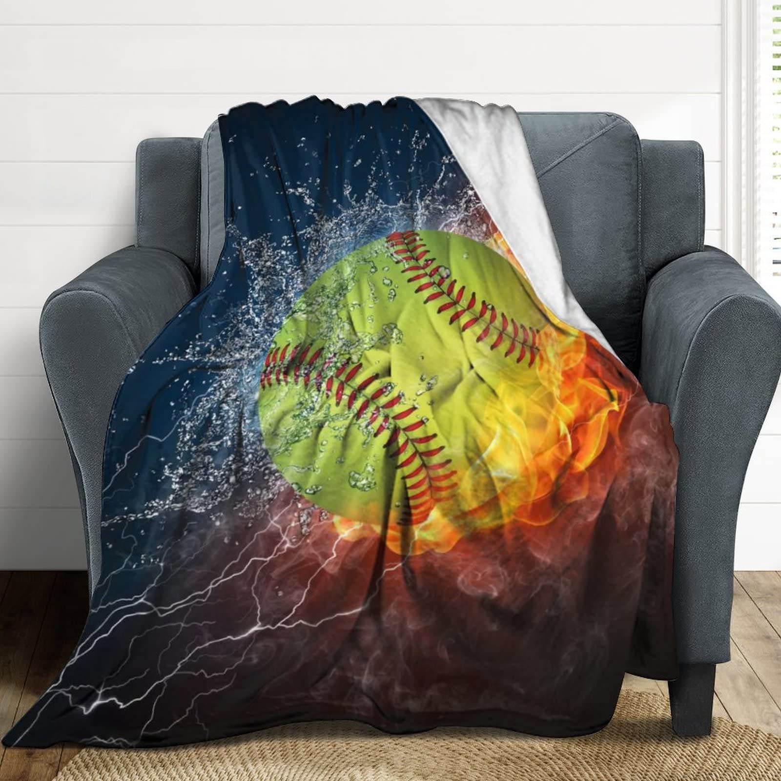 Amazon.com: Sports Fan Softball Blanket - Plush Throw Super Soft Fuzzy Warm  Blanket, Flannel Baseball Blankets for Sofa, Couch, Bed for All Season 40x  50(Child) : Home u0026 Kitchen