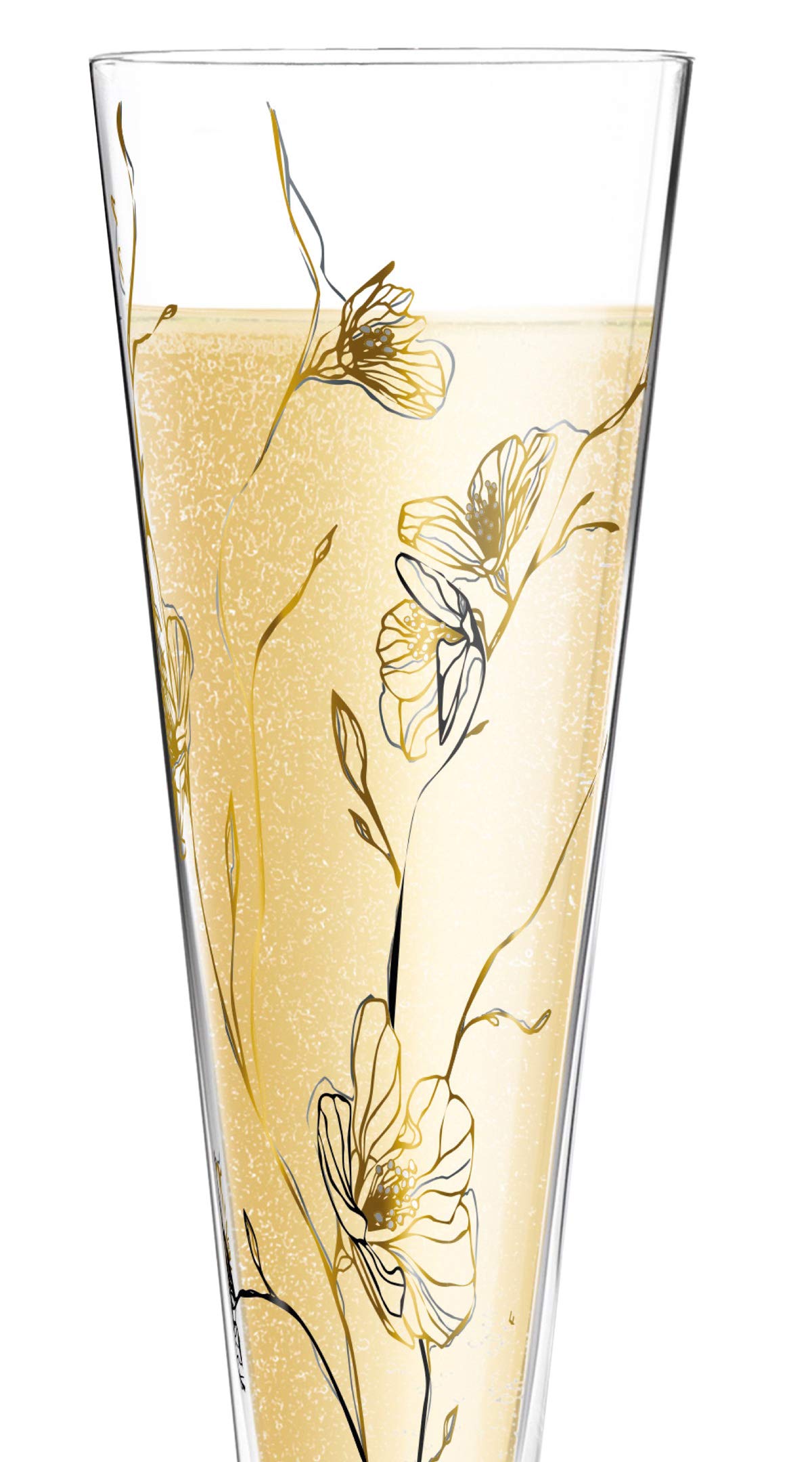 Dekomiro Ritzenhoff - Set di calici da champagne Primavera 2020, motivo floreale e colibrì e panno per la pulizia in vetro
