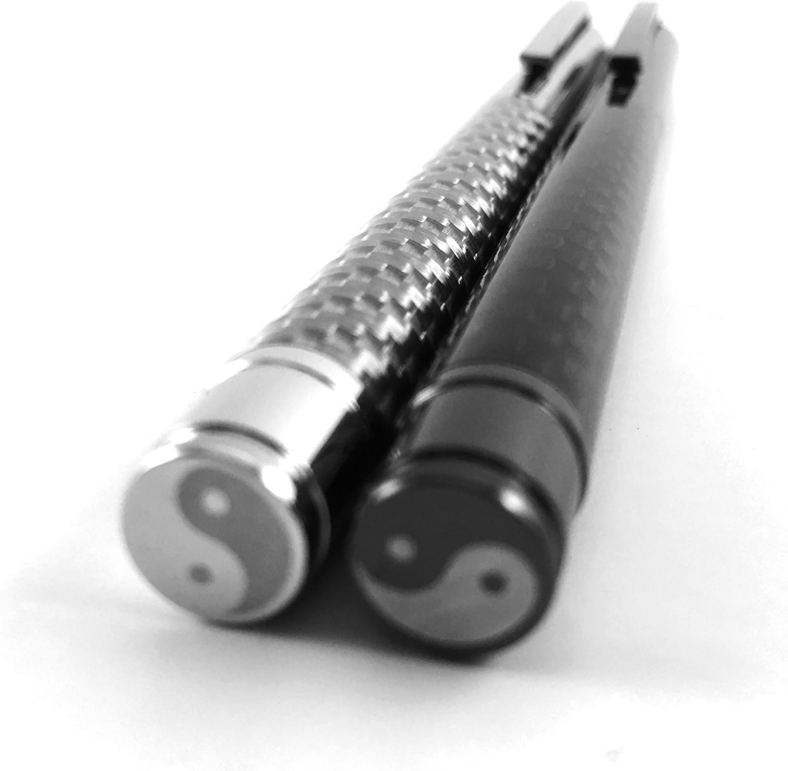 Carbon Fiber Roller Pen Gel Ink, Elegant, Black and Chrome, Best Pen Writing for Men or Women in School, Office, Business. Gift box included Yin Yang Collection