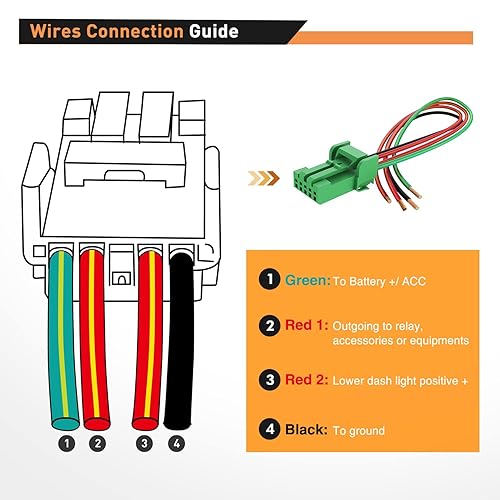 Miniatura 5 de GOOACC Interruptor de botón Zombie Lights de 12 V con kit de cable de conector de 1.54 x 0.83 pulgadas de repuesto para Toyota Tacoma Tundra 4Runner