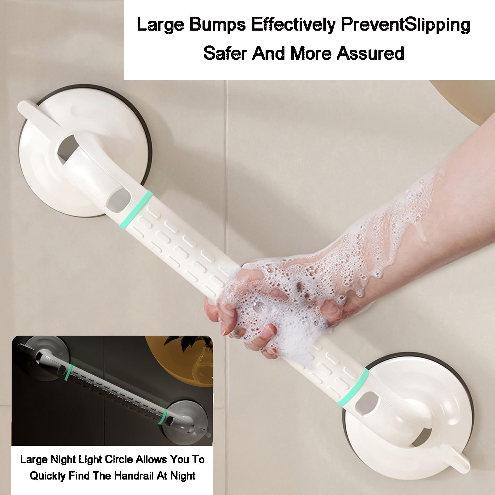 Mango De Ducha, 1 Paquete De Barras De Agarre For Bañeras Y Duchas Con Ventosa De Sujeción Fuerte, Barra De Equilibrio, Pasamanos De Seguridad(Color1,L-53cm)