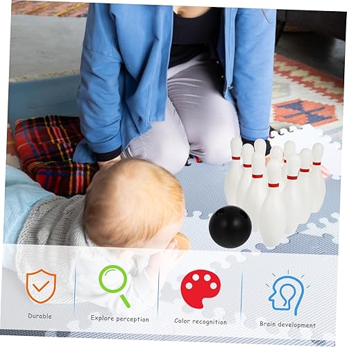 Miniatura 5 de Kisangel Juego de bolos para niños, juguete de bolos de plástico con 10 pines y 2 bolas para interiores y exteriores, interacción deportiva familiar