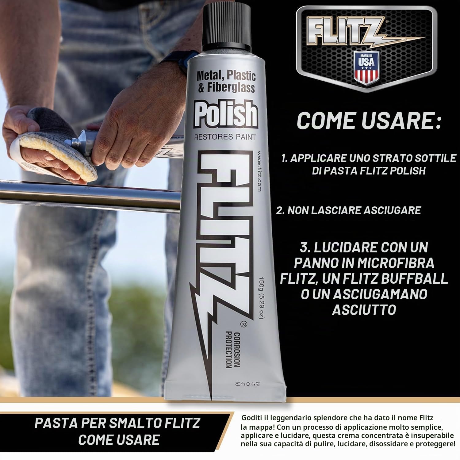 Flitz Polish - Pasta - 5,29 oz. Tubo in scatola