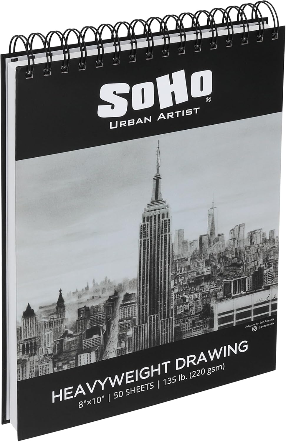SoHo Urban Artist Hardcover Drawing Pad 8x10-135 lb. (220gsm), 50 Sheets, Drawing Paper Pads for Artists, Travel, Illustrations, & More