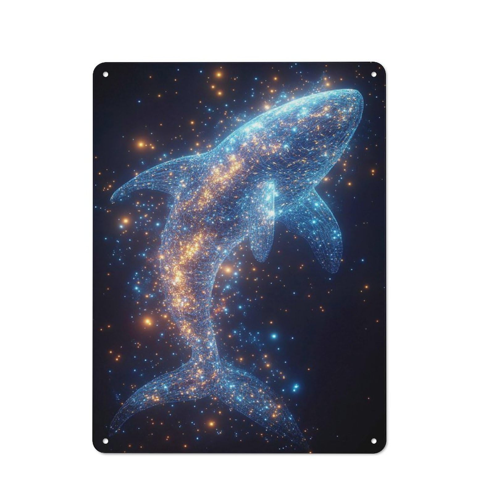 Junmoney Style-24 For Lounge Or Reading Corner, Cosmic Whale Vintage Metal Sign 40X30cm, For Collectors Decorating Lounges And Reading Corners