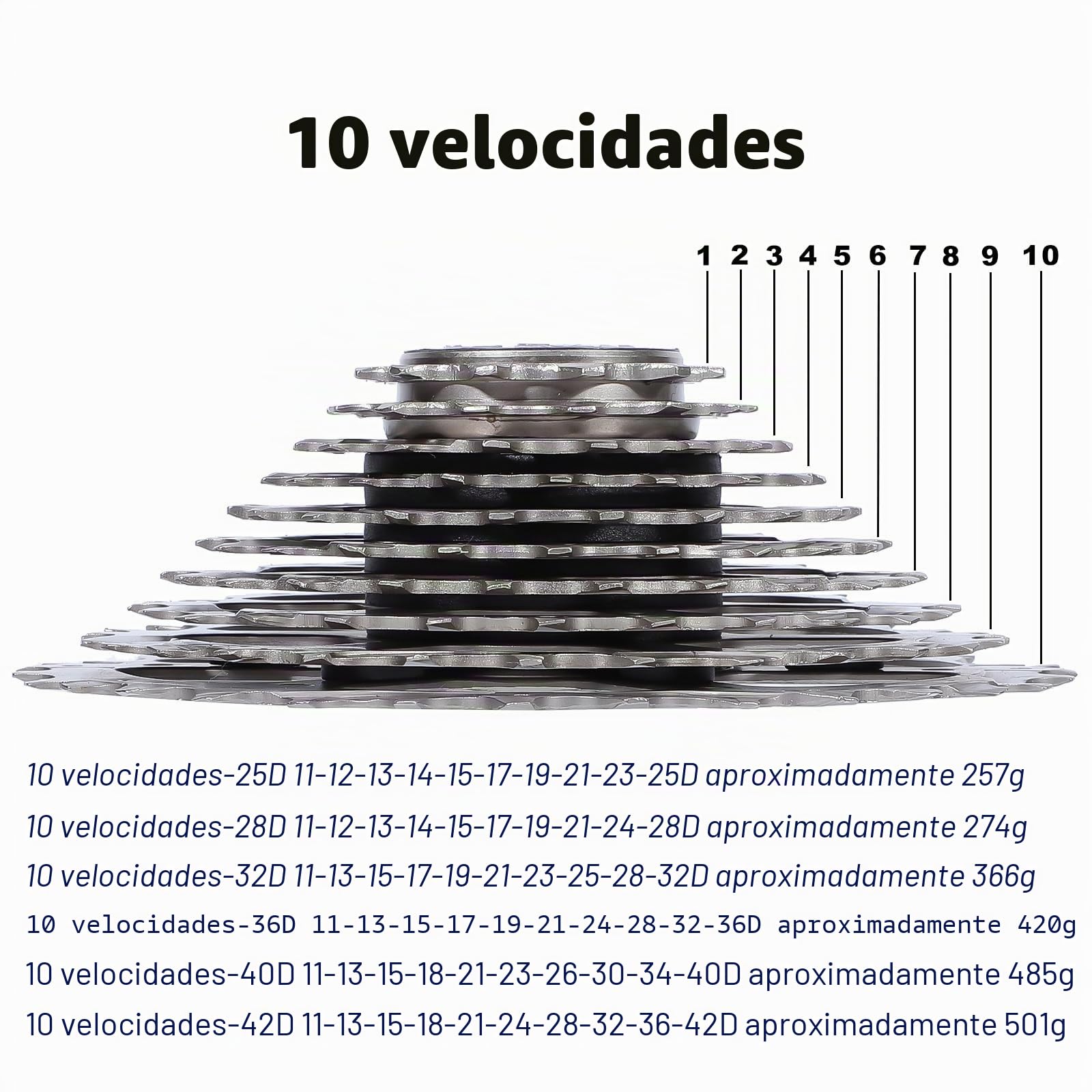 Cassette de Bicicleta de montaña de 10 velocidades para Bicicleta de montaña, Bicicleta de Carretera, súper Ligero