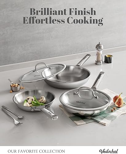 Miniatura 2 de Juego de sartenes de acero inoxidable, sartenes de acero inoxidable de tres capas de 8 y 10 y 12 pulgadas, sartén, sartén de acero inoxidable, libre