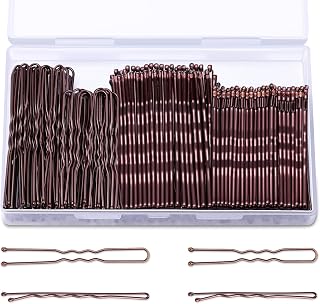 TsMADDTs 200pcs Brown U-Shaped Bobby Pins for Ballet Buns - 2in & 2.4in Hair Pins with Storage Box for Women & Girls