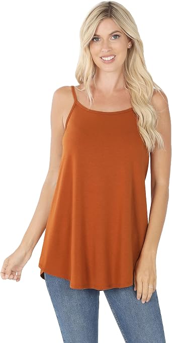Women Front and Back Reversible Round hollowout v Neck Lightweight Loose Flare Swing fit Camisole Tank top