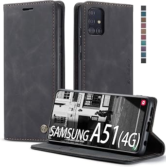 Samsung Galaxy A51 4G Wallet Case,Magnetic Stand Flip Protective Cover Book Style Leather Flip Cover Durable Shockproof Protective Case for Galaxy A51 4GBlack