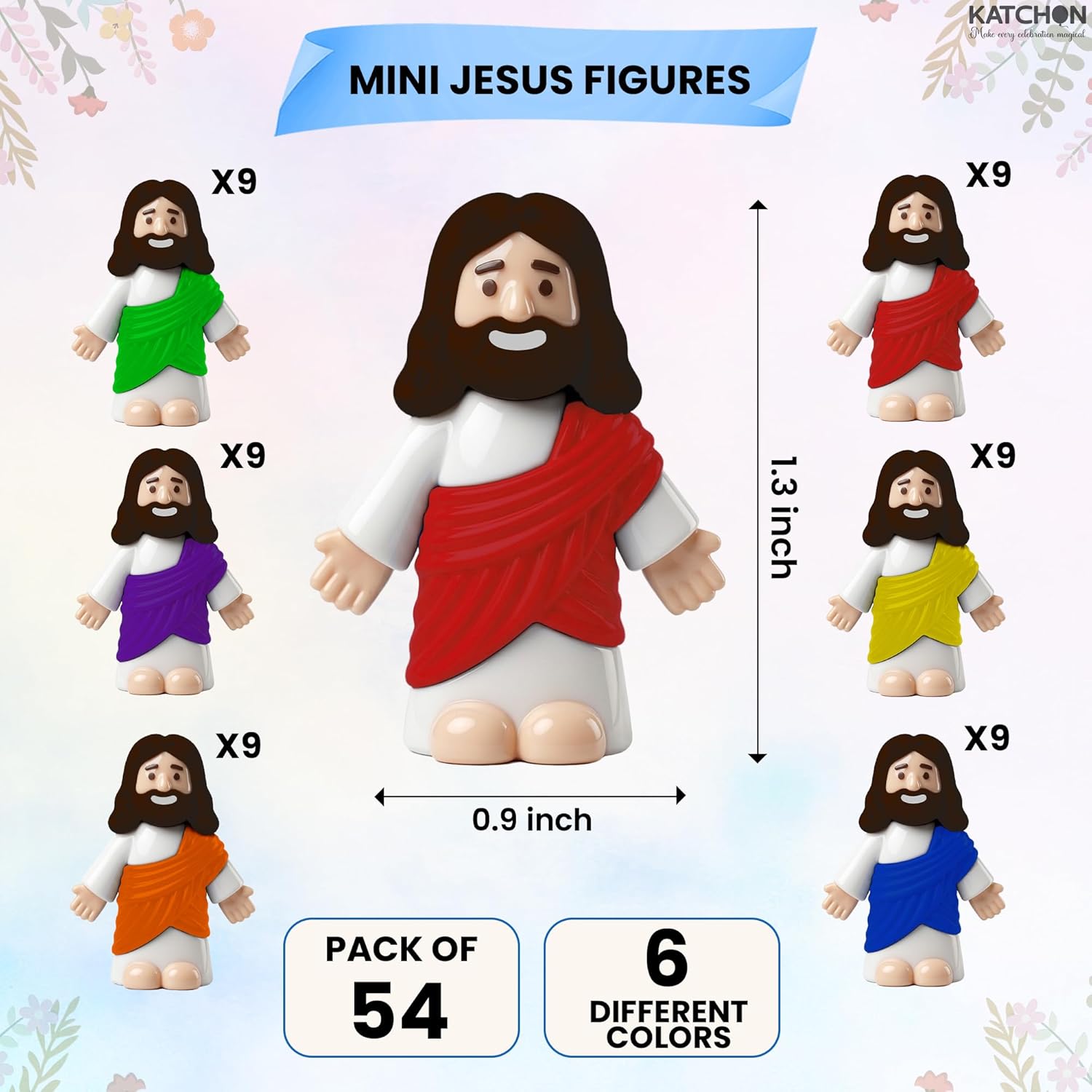 KatchOn, 54 Pcs Mini Jesus Figures for Easter Egg Stuffers, Easter Basket Stuffers, Religious Party Favors, Religious Easter Decorations for Easter Party Supplies, Easter Gifts Little Jesus Figures
