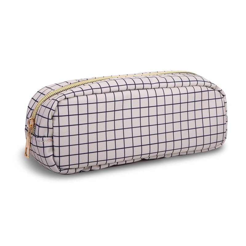 UIXIZQ Necessaire Slim de Nylon com Estampa Xadrez e Zíper