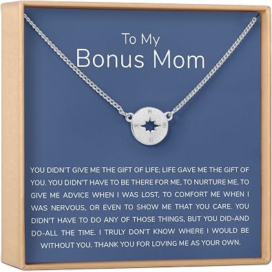 Dear Ava Bonus Mom Necklace - Gift Set for Step Mom, Other Mother, Unbiological Mom