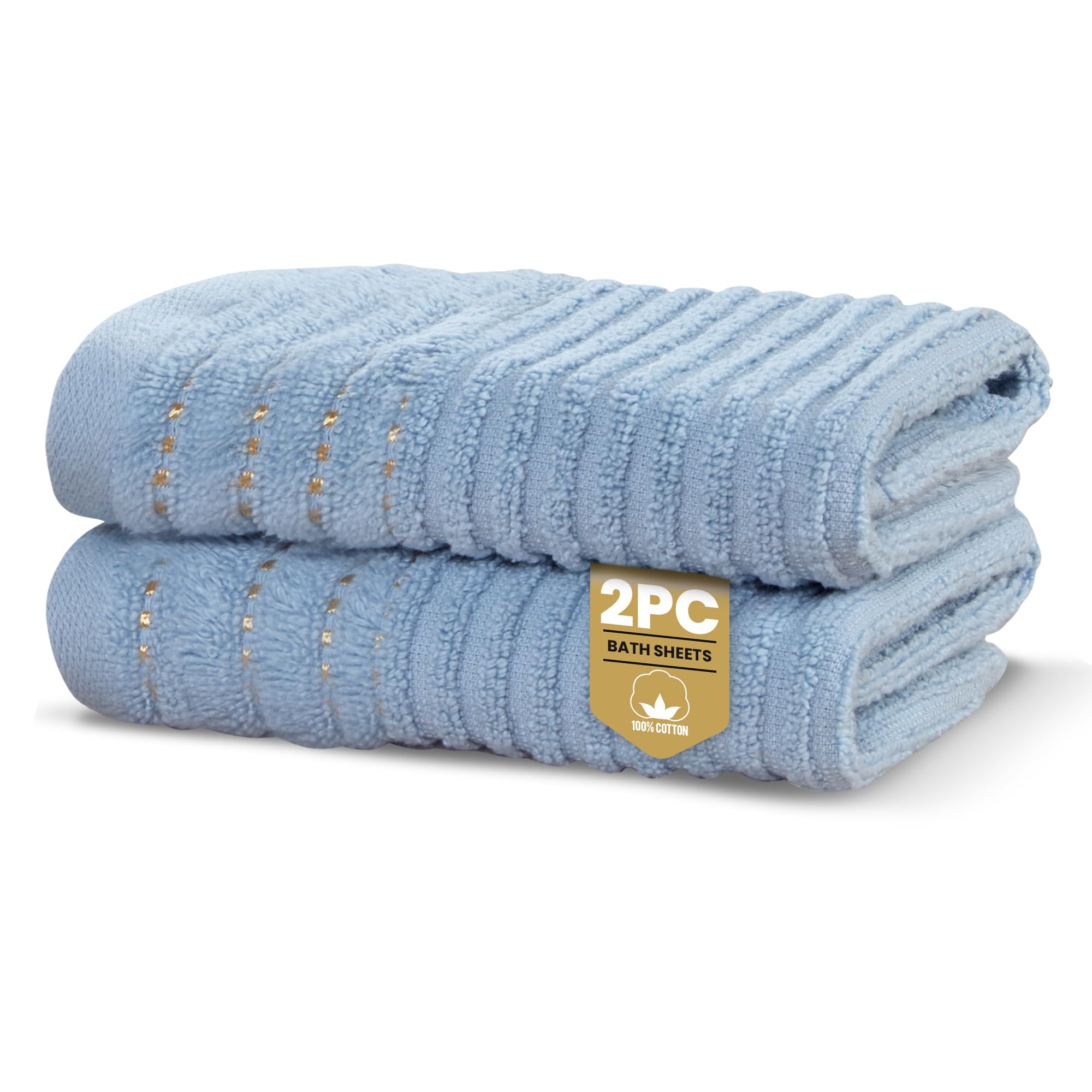 B&Q -  Linear Bath Sheet Pure Cotton Sky Blue