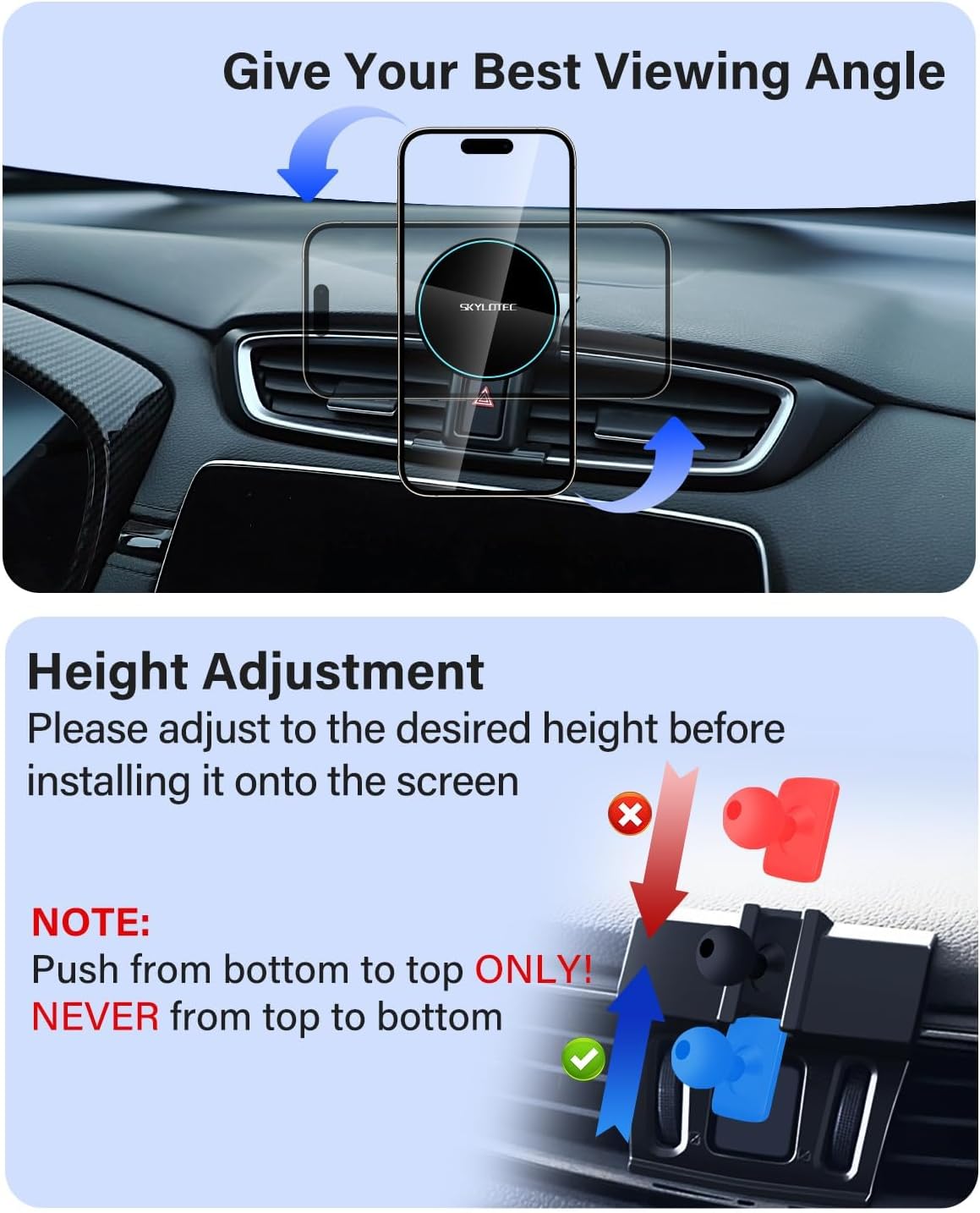 SKYLOTEC Phone Holder for Toyota Camry 2007 2008 2009 2010 2011 Accessories Car Magnetic Phone Mount Compatible with MagSafe, Strong Magnets Fast Wireless Charger Cell Phone Base