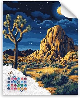 Joshua Tree Paint by Number, National Parks Paint by Numbers for Adults, Desert Night Canvas Wall Art, Desert Landscape Paint by Number Oil Painting, Home Wall Decor(16x20inch, No Frame)