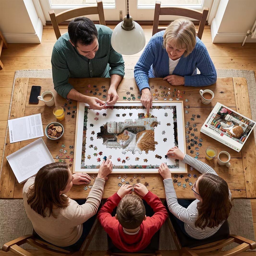 Puzzle 1000 Pezzi, Puzzle Gatto per Adulti, 70x50cm, Compact Box -4442