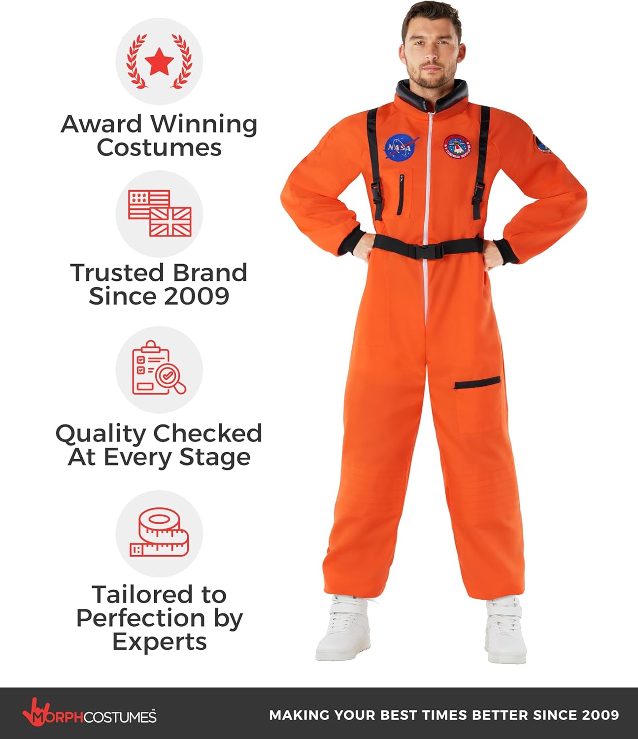 Morph Astronaut Costume Adult, Space Suit Men, Mens Halloween Costume Astronaut Suits, Nasa Costumes Adult