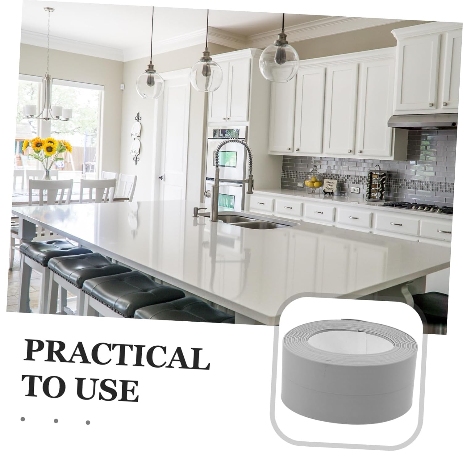 1 Roll Caulk Strip Tape, Self Adhesive PVC Acrylic Sealant