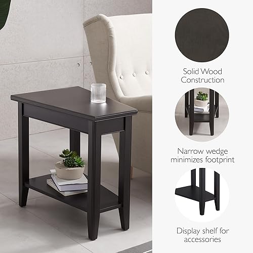 Miniatura 87 de Leick Home 10074-DS - Mesa auxiliar reclinable con plataforma con estante, color arena del desierto Arenas del desierto,Negro -,Gris,Roble de