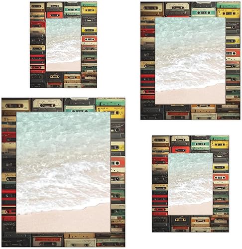 Retro Cassette Tape 4x6 Picture Frame, 4x6 Wood Photo Frame for Wall Hanging or Tabletop Display Vintage Music Themed Decor
