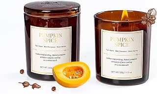 2 Pack Candles for Home Scented,Wooden Wick Pumpkin Spice Scented Candle,22.6 oz 150 Hour Long Burning Lasting, Natural Soy Wax Candles Gifts Set,for Christmas Day, Birthday, Valentine's Day