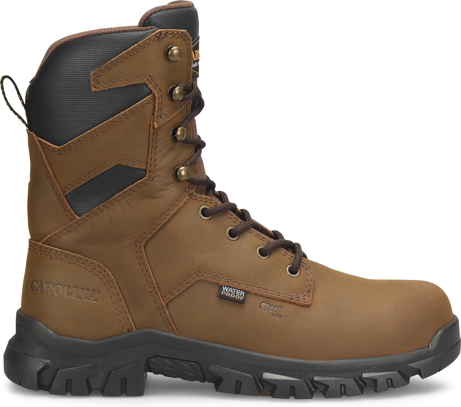 Carolina Boots Mens 8" Gruntz Waterproof Steel Toe Work Boot, Durable Leather, Slip-Resistant Sole, Ideal for Construction