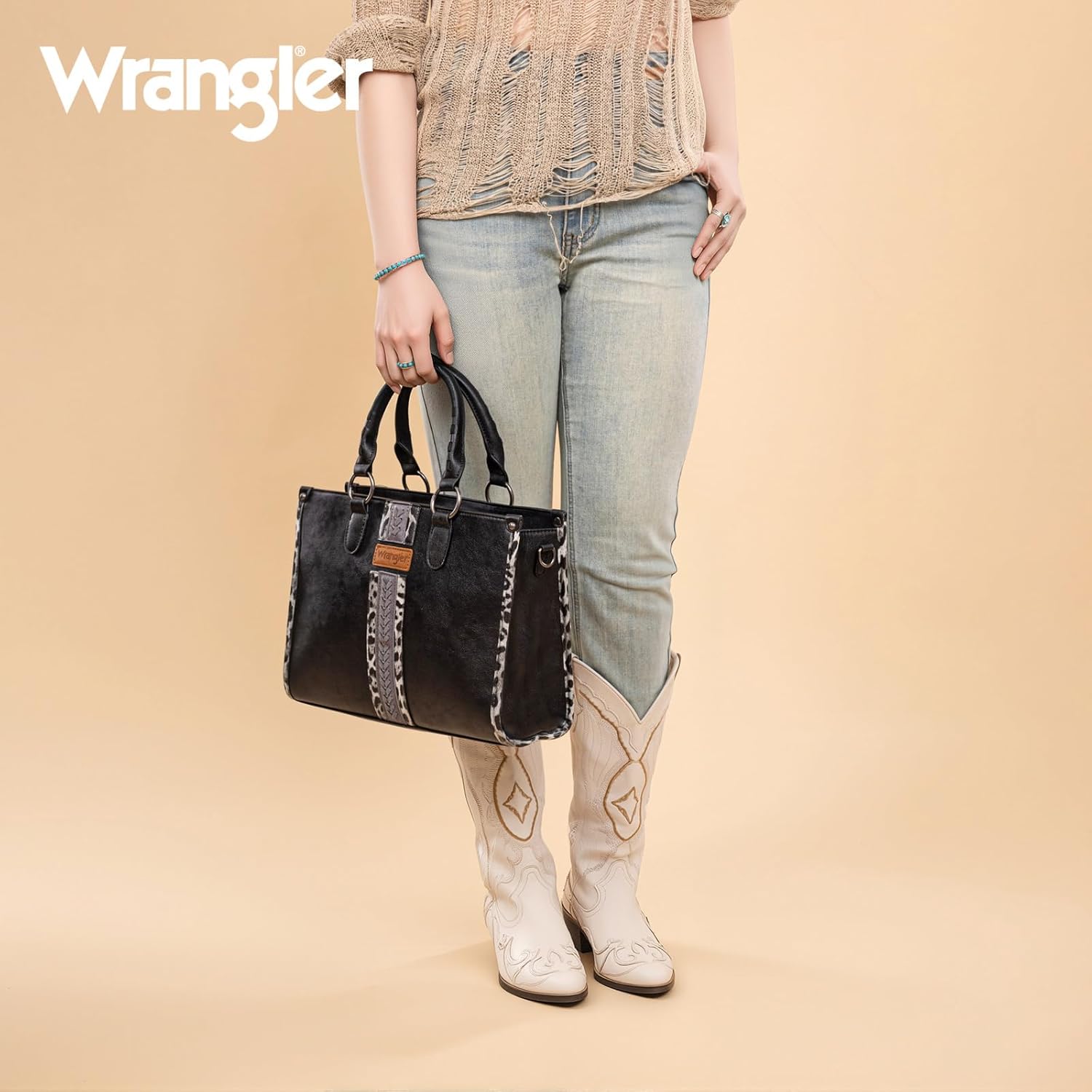 Wrangler Women's Leopard Print Woven Shoulder Purse