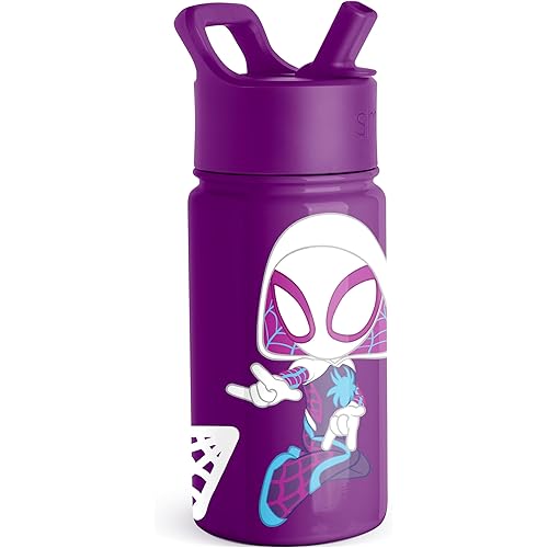 Simple Modern Spiderman Kids Water Bottle with Straw Lid | Marvel Insulated Stainless Steel Reusable Tumbler Gifts for School, Toddlers, Girls | Summit Collection | 14oz, Gwen Stacey