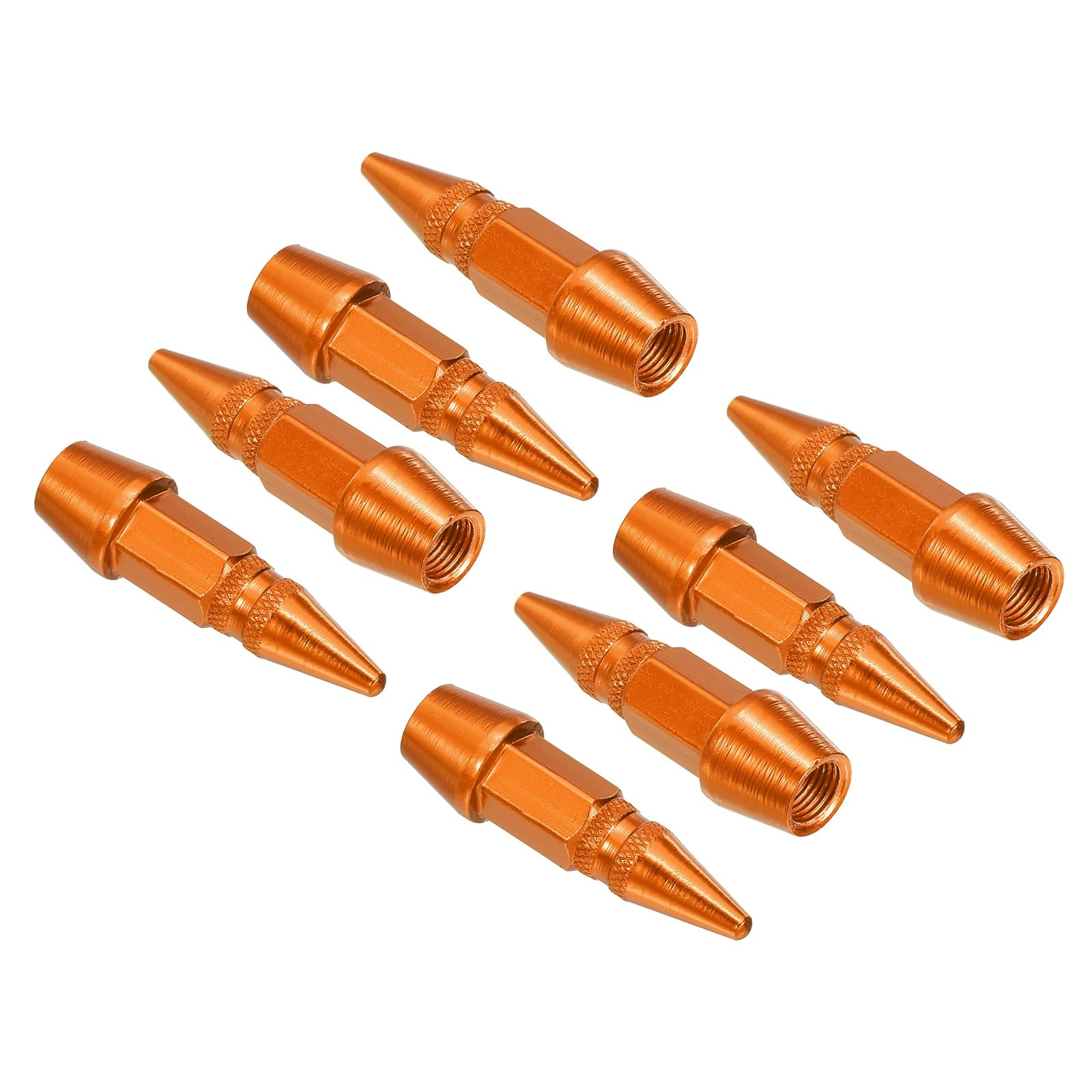 PATIKIL Spiked Shape Tire Valve Stem Caps 45mm, 8 Pcs Aluminum Alloy Car Wheel Valve Cap Universal Dustproof Tire Valve Covers for Car Bike Motorcycle Truck, Orange
