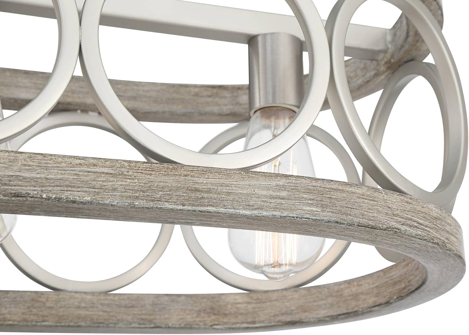 Salima Brushed Nickel Gray Wood Linear Island Pendant Chandelier 32 1/2" Wide Modern Farmhouse 4-Light LED Fixture for Kitchen Dining Living Room House Home High Ceilings - Franklin Iron Works - - 