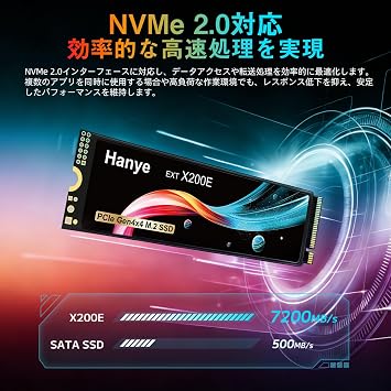 Hanye SSD 1TB PCIe Gen4x4 M.2 NVMe 2.0 2280 PS5 Pro/PS5 Slim/PS5 Verified R:7200MB/s W:6300MB/s 3D NAND Graphene Heat Dissipation Sheet X200E