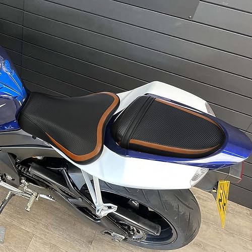 Miniatura 3 de TCT-MOTORPARTS Cojín de asiento para conductor y pasajero para Suzuki GSXR1000 GSXR-1000 2005-2006 05 (negro + marrón)