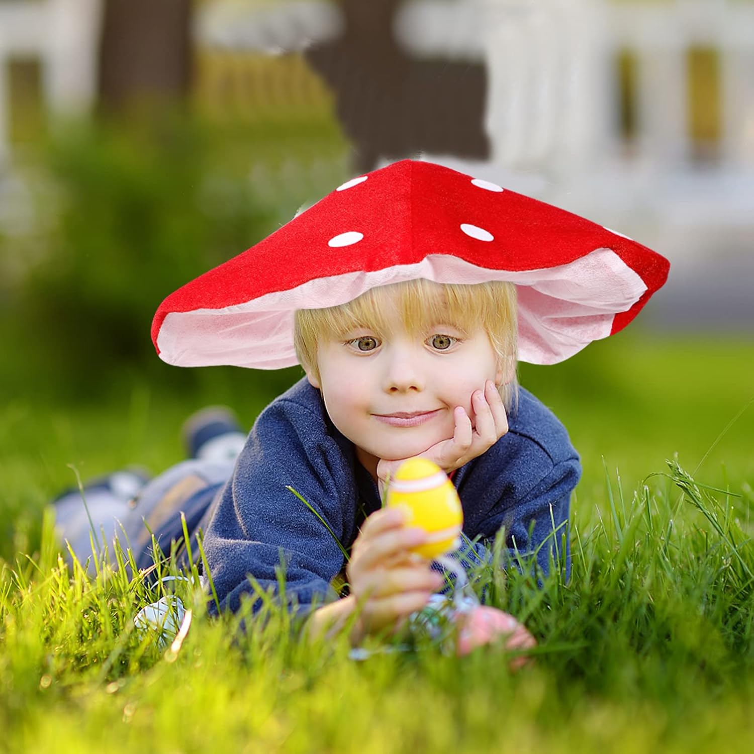 STOBOK Red Plush Mushroom Hat: Hat for Kids Adult Halloween Party Favors Costume Photo Props Holiday Party Dress Up | Funny Dress Up Accessory, Whimsical Toadstool Headwear for Birthday, Carnival, Festival Themed Party Selfie Decorations
