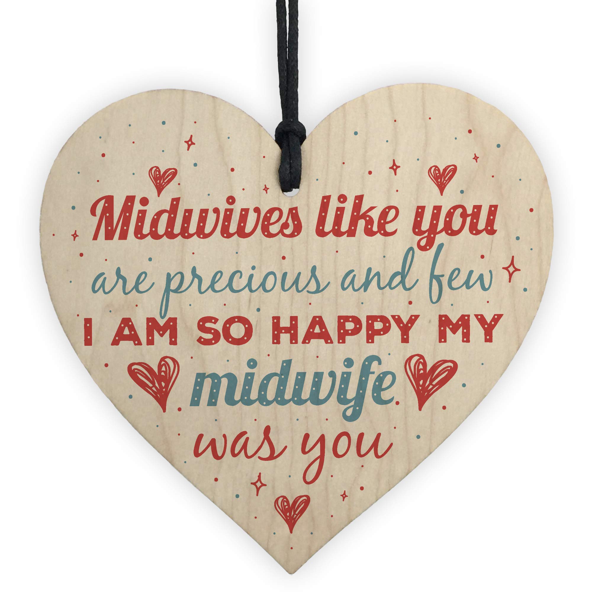 RED OCEAN Midwife Thank You Gift Nurse Pregnancy Newborn Baby Gift Handmade Wooden Hanging Heart Sign