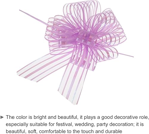 Miniatura 4 de MECCANIXITY 5 lazos grandes de organza de 6 pulgadas para envolver regalos, cinta de hilo de gasa, color morado claro para cestas de boda, regalos