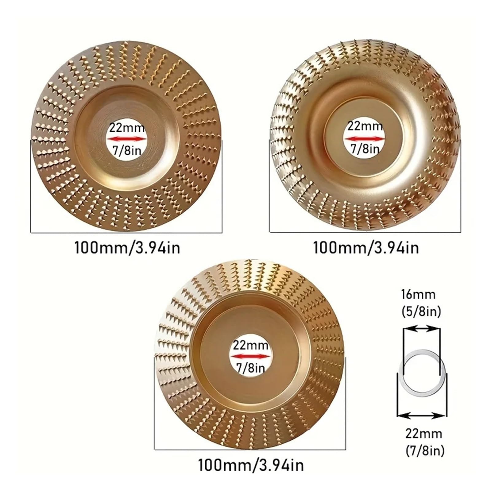 Disco de lijado versátil for pulir y tallar madera, 3 unidades, herramienta abrasiva 22 mm diámetro interior