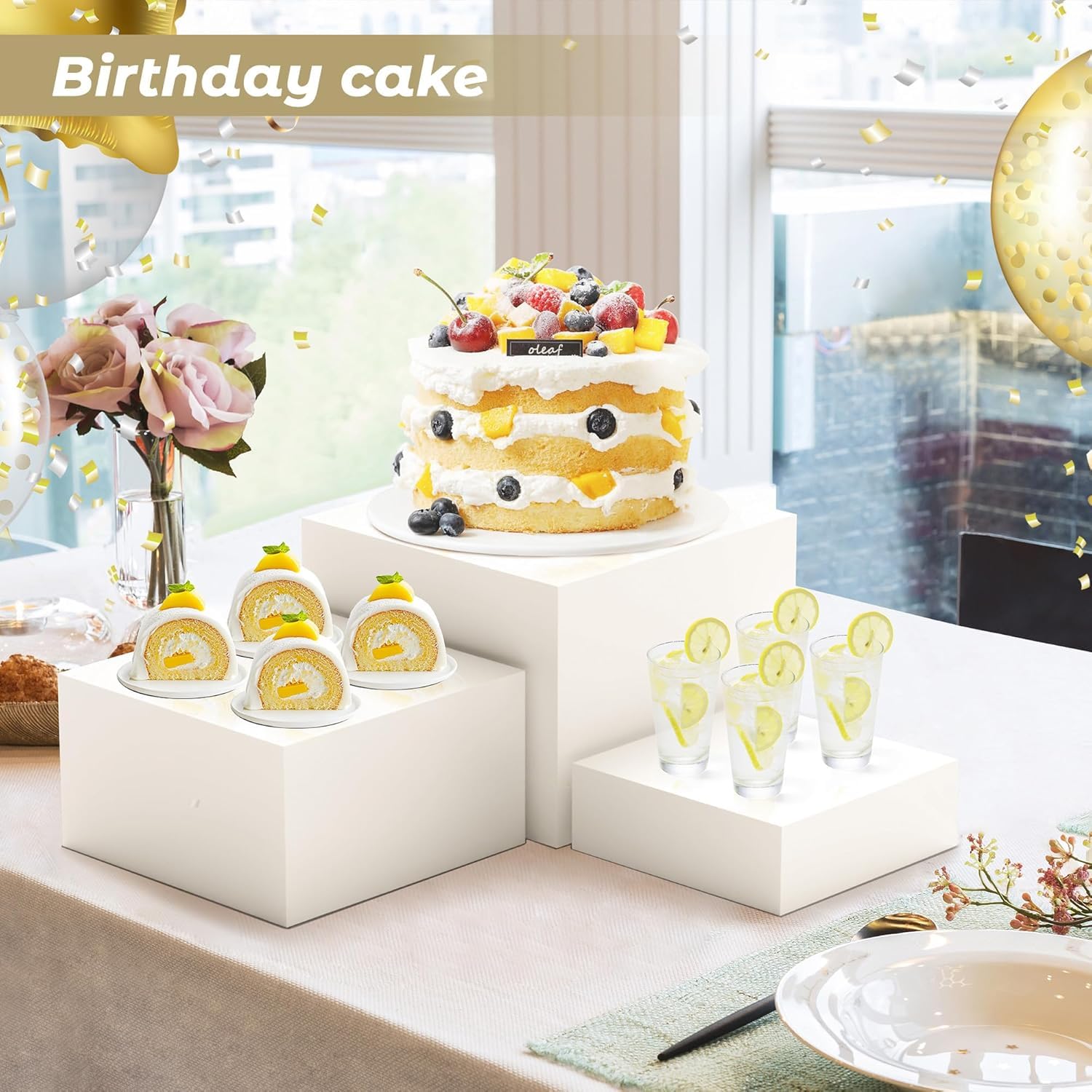 Presentoir Aperitif Buffet Cube, Presentoir a Gateau en Acrylique, Presentoir Parfum, Supports de Buffet Mariage pour Traiteur, Dessert, Bijoux, Figurines, Bonbons, Aliments (Blanc, 5-10in)