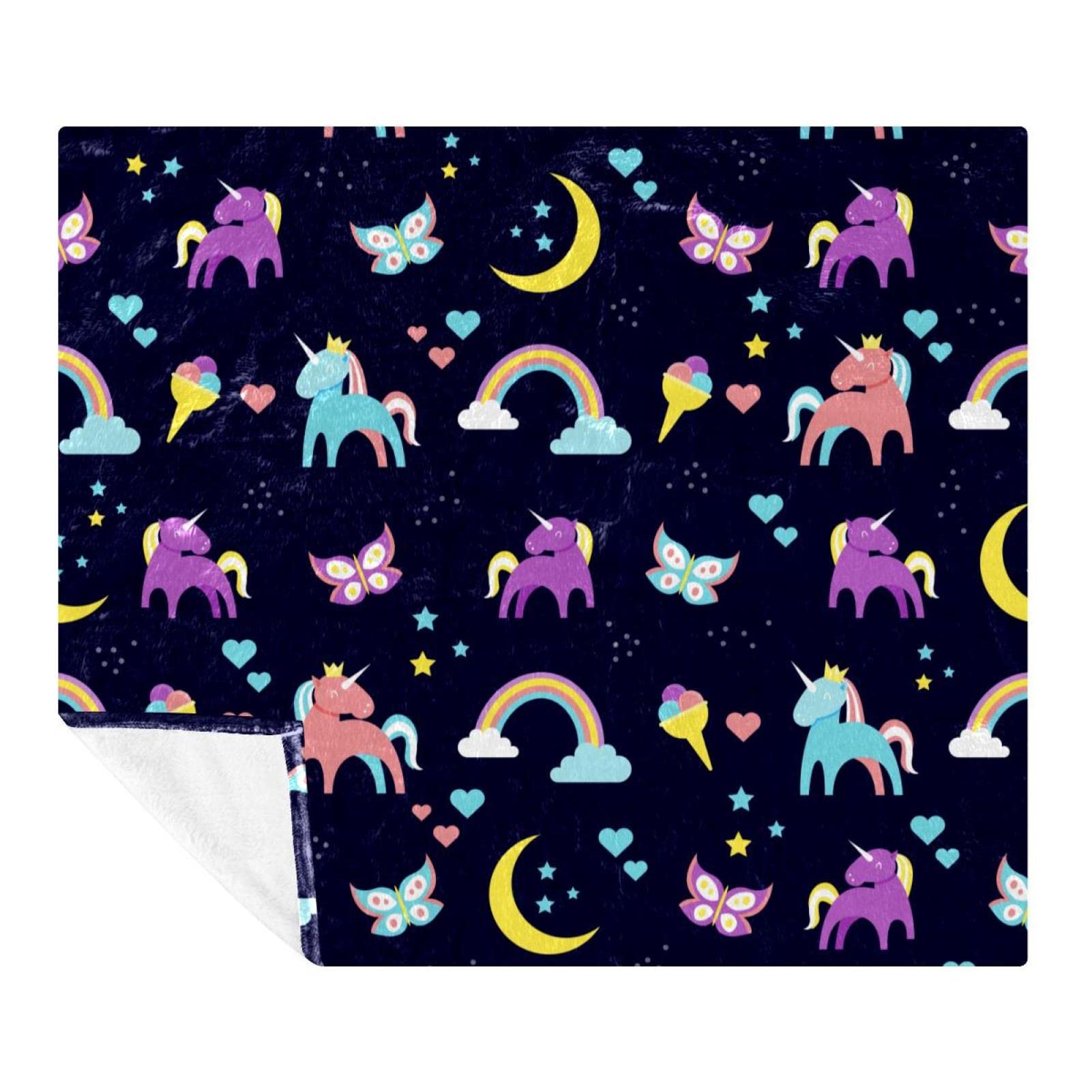 Couverture polaire licorne lit canapé plaid arc-en-ciel