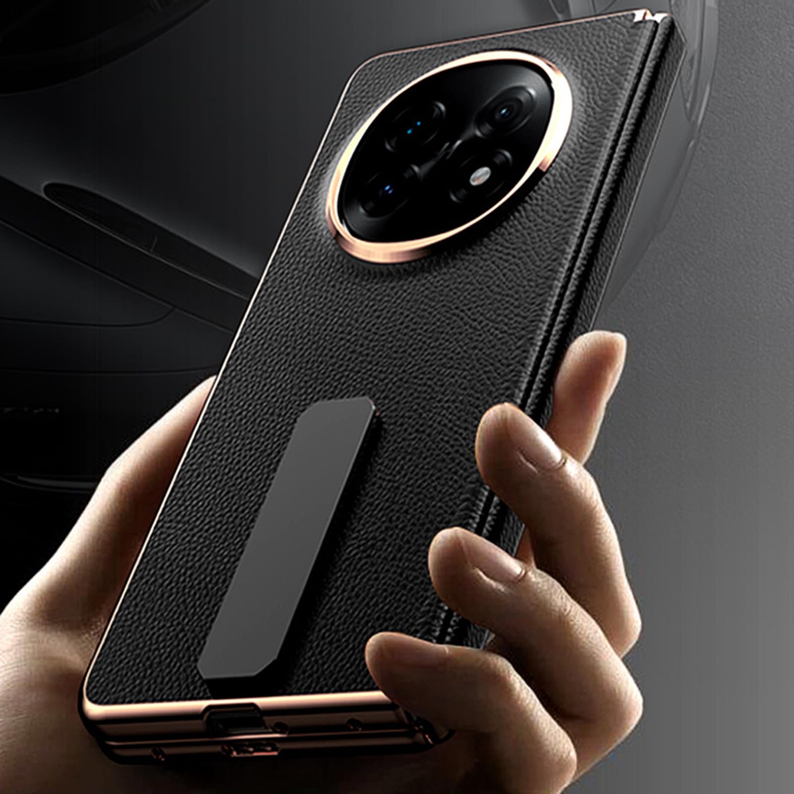 Etui z prawdziwej skóry do Oppo Find N5, ochrona ekranu, tekstura liczi, etui na telefon, kompleksowa ochrona z podpórką, czerwone, Find N5