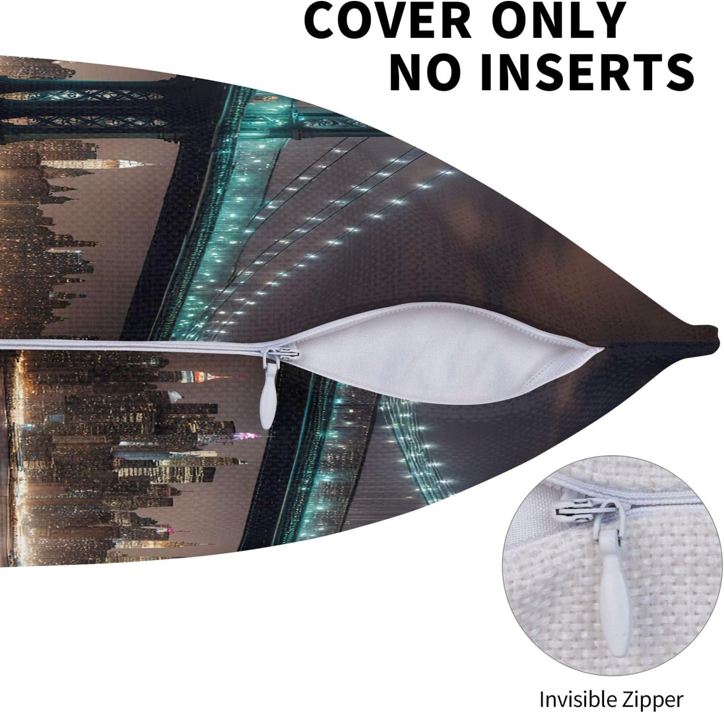 New York Manhattan Bridge Night Imitation Linen Pillowcase -2 Sets, Fashionable Home Decoration, Used for Sofas, Gardens, beds