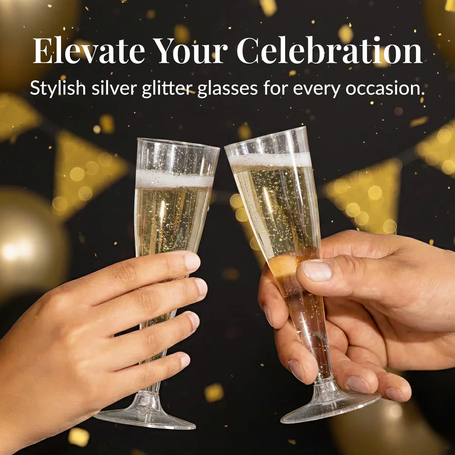 Prestee Disposable Champagne Flutes, 4.5 oz Plastic Champagne Glasses image 2