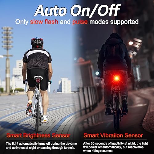Miniatura 8 de Cruxer Ultra Bright Bike Tail Light 200 Lumen Compact Bicycle Rear Light, USB-C Rechargeable, Smart Brake Sensing up to 300 Lumen, 8 Light Intensity