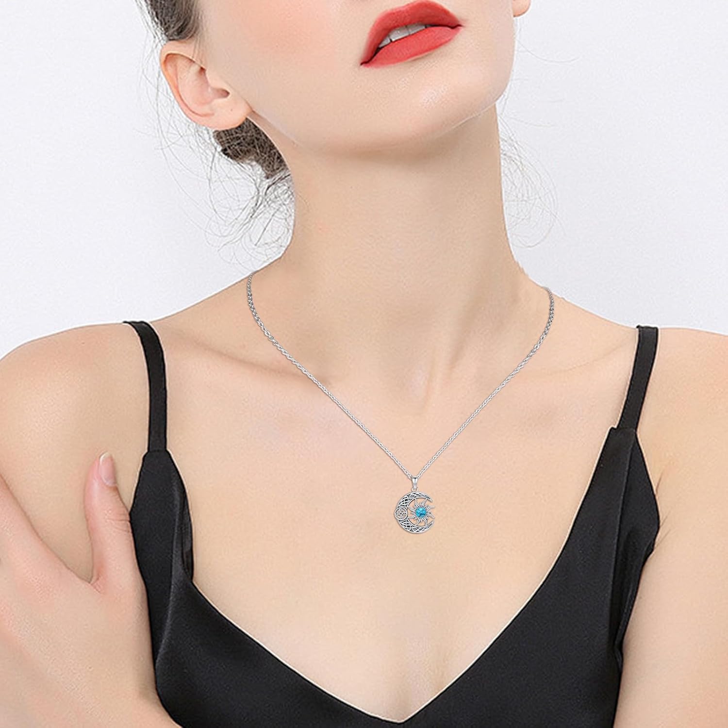 Witch Necklace 925 Sterling Silver Pentagram Triple Moon Pentacle Pendant Wiccan Pagan Jewelry Witchy Gifts for Women - Image 5